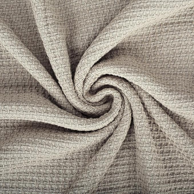 HILLFAIR 100% Cotton Blanket- 120" x 120" XXL Oversized King Bed Blankets - Family Size 10 ft x 10 ft Big - All Season Soft Cozy Breathable Blankets for Bed - Extra Large King Cotton Blanket- Sand