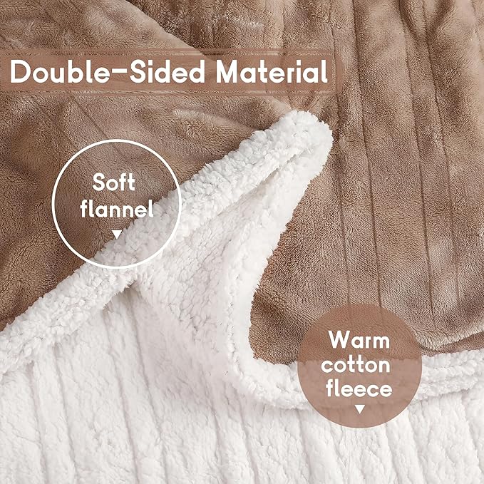Heated Blanket Electric Blanket Full Size 72''x84'', Soft Flannel Heating Blanket with 1-10 Hour Auto Off - 6 Heat Settings - Machine Washable - Brown
