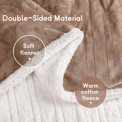 Heated Blanket Electric Throw 50''x60'', 3 Hour Auto Shut-Off 6 Heating Levels Small Warm Soft Flannel Electric Blanket Machine Washable - Brown