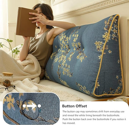 WOWMAX Wedge Pillow Headboard Dorm Headboard Twin XL Bed Bolster Pillow for Bed with Removable Cover Lake Blue