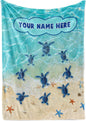 Custom Sea Turtles Blanket Gift | Custom Blanket for Girls and Boys | Plush Fleece Throw Blanket for Kids | Turtle Gifts for Birthdays | Sea Turtles Beach Nautical Theme (60x80, Fleece)
