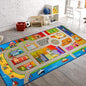Booom Jackson Kids Rug - 4.9x6.6ft Colorful Non-Slip Traffic Playmat for Playroom & Classroom - Blue Race Track Mat