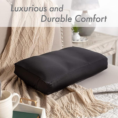 PILLOWY Cover Only for Premium Microbead Bed Pillow, Large Extra Smooth - Ultra Comfortable Sleep with Silk Like Anti Aging Cover 85% Spandex/ 15% Nylon Breathable, Cooling Matte Black