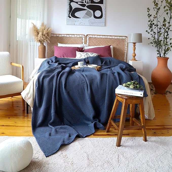 Premium Waffle Blanket Queen XL Size Anthracite - Luxury, Pure 100% Turkish Cotton, Light & Airy Waffle Weave All-Season Quilt - Decorative Bedspread (Anthracite, Queen XL 95" x 102" Inch)