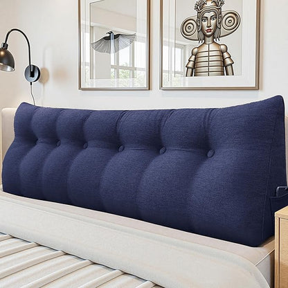 Headboard Wedge Pillow - Triangular Headboard Pillow Bed Rest Wedge Pillow for Sitting in Bed - Backrest Positioning Support Reading Pillow Daybed Pillows with Removable Cover