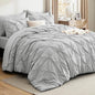 Bedsure California King Comforter Set - Bed in a Bag Cal King Bedding Set 7 PCS, GentleSoft™ Pintuck Bed Set Gift for Family, Pinch Pleat Light Grey Comforter with Sheets, Pillowcases & Shams