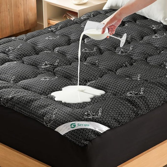 Premium 100% Waterproof King Mattress Topper, Breathable Mattress Pad, Rayon from Bambo Bed Protector, Deep Pocket Sheet Cover 8"-21"
