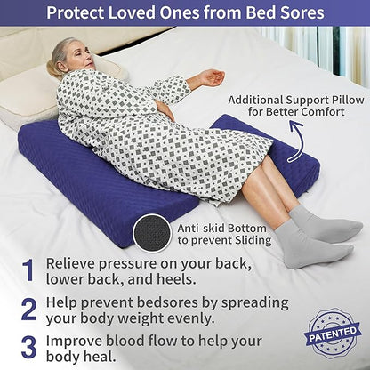 Lenora Bed Sore Pillow Set, Positioning Wedge Pillow with Extra Auxiliary Pillow, Bed Sore Cushion with Non-Skid Fabric, Prevent BedSores, Provide Comfort for Bedridden Patients, Dark Slate Blue