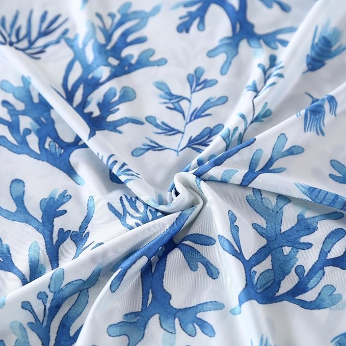 SDIII Blue Ocean Comforter Set Queen 3 Pieces, Silky Breathable Microfiber and Spandex, Ocean Themed Bedding Set Queen for Boys Girls Kids and Teens