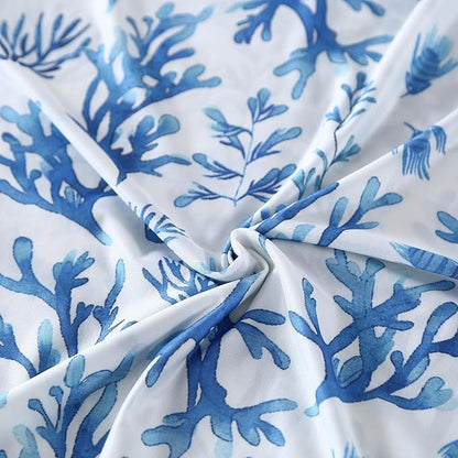 SDIII Blue Ocean Comforter Set Queen 3 Pieces, Silky Breathable Microfiber and Spandex, Ocean Themed Bedding Set Queen for Boys Girls Kids and Teens
