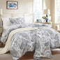 Grey Paisley Duvet Cover King Size 100% Cotton Comforter Covers Soft & Breathable 3 Pcs Luxury Duvet Cover Sets with Zipper Closure All Season
