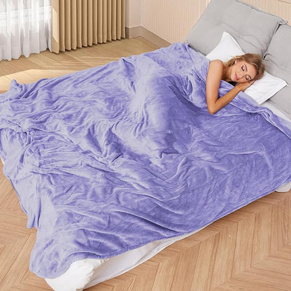 Electric Heated Blanket King Size 90×100, Comfortable & Luxurious Flannel, 4 Heating Levels & 10 H Auto Shut Off, Light Purple
