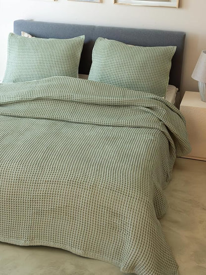 Premium Waffle Blanket California King Size Sage Green - 100% Turkish Cotton, Light and Airy Waffle Weave All-Season Quilt - Luxury Decorative Bedspread (Sage Green, 95" x 126" Inch)