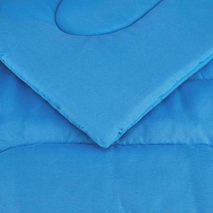 Amazon Basics 7 Piece Microfiber Kid's Bed-in-a-Bag Bedding Set, Full/Queen, Blue, Soft Solid
