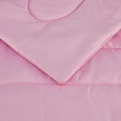 Amazon Basics 3 Piece Soft Microfiber Kid's Comforter and Pillow Sham Set, Full/Queen, Light Pink, Solid