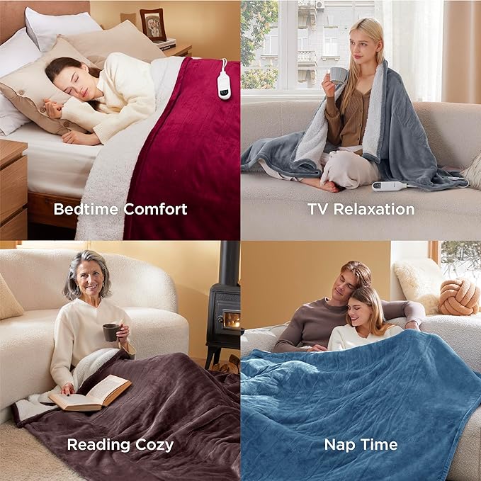 Bedsure Electric Blanket Full Size - Soft Flannel Heated Blanket Full, GentleSoft™ Fast Heating with 10 Time Settings & 6 Heat Settings, Warm Gifts for Women Grandma (72x84 inches, Teal)