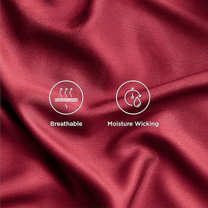 Bedsure Full Size Bed Sheets, Cooling Sheets, Rayon Derived from Bamboo, Breathable & Soft, Deep Pocket Up to 16 Inches, Hotel Luxury Silky Bedding for Hot Sleepers, Burgundy