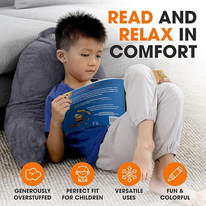 Cheer Collection Reading Pillow with Arms – Portable Bed Pillow for Sitting Up & Support, Foam-Filled Back Rest Pillow for Sitting in Bed & Couch, Machine Washable, Gray