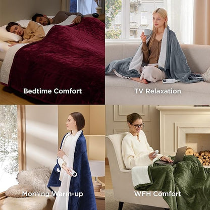 Bedsure Electric Blanket Twin - Soft Flannel Heated Blanket, Fast Heating with 10 Time Settings & 6 Heat Settings, Warm Gift for Grandma (62x84 inches, Brown)