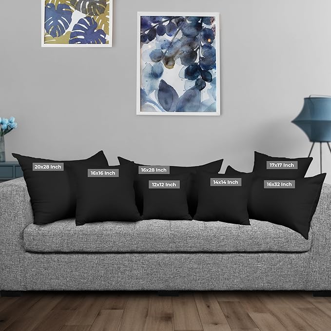 Utopia Bedding 16x16 Pillow Inserts, Set of 2, Black – Indoor Decorative Throw Pillows for Bed, Sofa & Couch – Soft, Supportive & Fluffy Cushion Inserts
