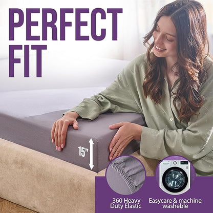 Earth Grounding Sheets King Size with 12% Silver Fiber & 4% Silk & 84% Cotton - Gray - SGS Quality Certified Grounded Well Bed Sheet - Conductive Fitted Sheet for Better Sleep