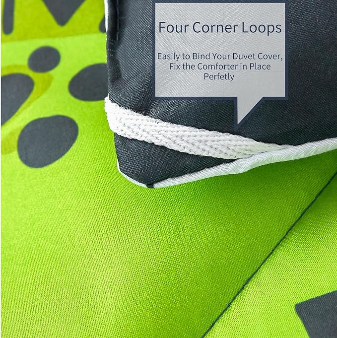 RYNGHIPY Dinosaur Bedding Set - Queen Size Comforter Set for Boys & Girls - Soft, Breathable, Cute Dinosaur Bed Set for All Season (Black, Queen)