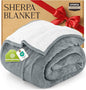 Utopia Bedding Sherpa Blanket California King Size (Cool Grey, 102x96 Inches) - Soft Lightweight Plush Fleece Reversible Blanket for Bed, Sofa, Couch, Camping and Travel