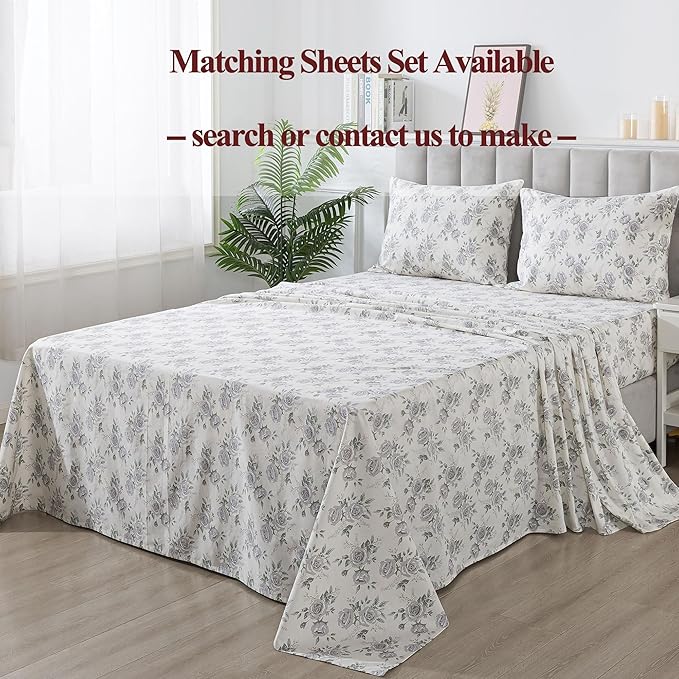 FADFAY College Duvet Cover Set Twin XL Vintage Rose Floral Bedding Shabby Peony Dorm Room Comforter Cover Set 100% Percale Cotton Ultra Soft Quilt Cover with Hidden Zipper Closure 3Pcs, Twin XL Size