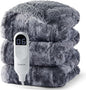 Bedsure Faux Fur Heated Blanket Twin Size, Fast Heating Electric Blanket Twin Size with 6 Heating Levels & 10 Time Settings, Cozy Gifts for Women Men (62x84 inches, Grey)