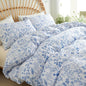 Blue Floral Duvet Cover Full Size Botanical Romantic Flower Bedding Set Kids Girls Women Spring Aesthetic Reversible Leaves Soft Breathable Microfiber Comforter Cover 3Pcs with 2 Pillowcases