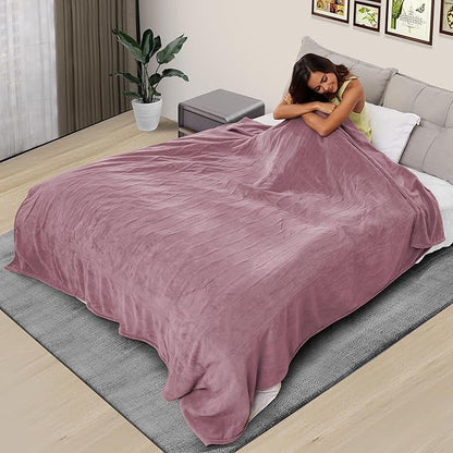 Electric Heated Blanket 84"x90" Queen Size, Soft Coral Fleece, Dual Controllers with 4 Heating Levels and 10 Hours Auto-Off, Machine Washable, Cozy Plush Fabric for Home, Purple