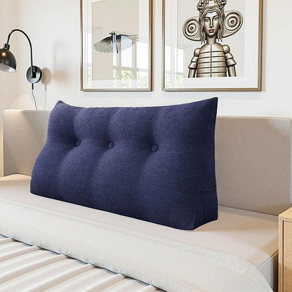 Headboard Wedge Pillow - Triangular Headboard Pillow Bed Rest Wedge Pillow for Sitting in Bed - Backrest Positioning Support Reading Pillow Daybed Pillows with Removable Cover