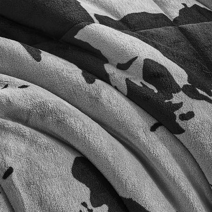 Petrichor Velvet Flannel Twin Comforter Set-Cow Print Western Style Blanket,Luxury Fuzzy Heavy Bedding Set, 2 Pieces Plush Winter Bed Set with Comforter (68"x88") & 1 Pillow Shams (20"x26")