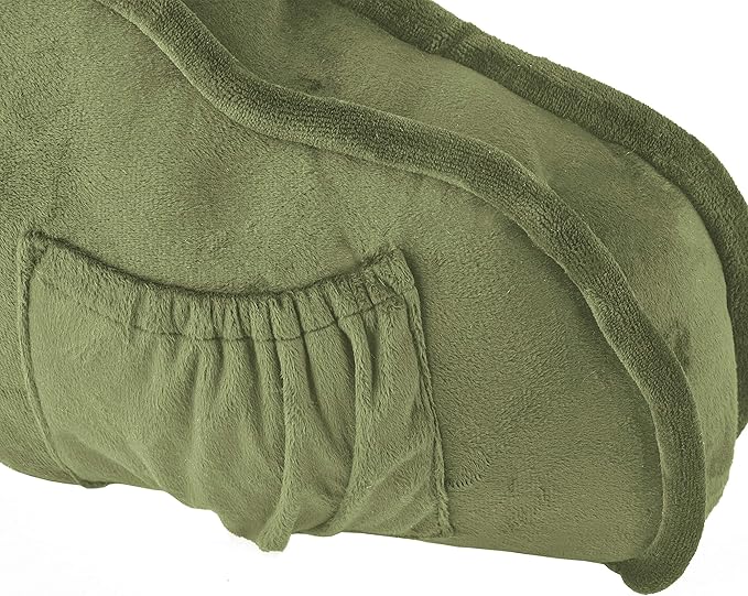 Home Soft Things Super Soft Bedrest Reading Pillow, Lounger Backrest Pillow for Sitting in Bed with Arms Pockets, 20" x 18" x 17", Sage