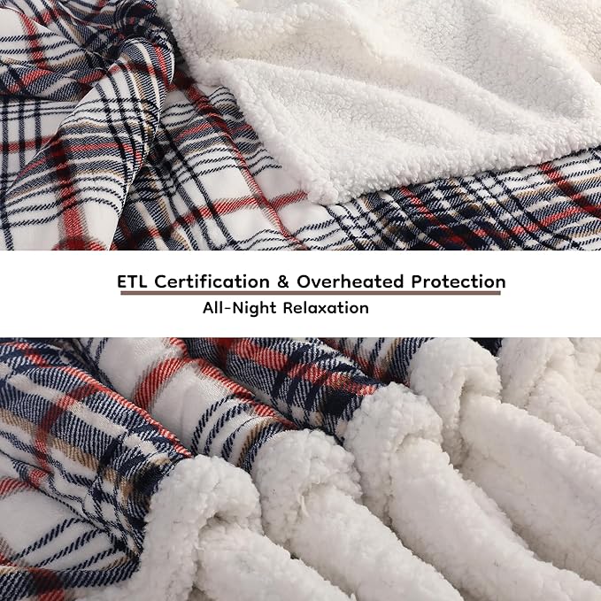 Electric Heated Blanket Full Size - 72"x84", Soft Flannel Heating Blanket, 10 Heating Levels, 1-12 H Auto Shut Off, Breathable Warm and Washable for Bed, Nordic