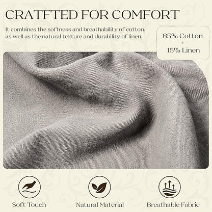 WOWMAX 85% Linen 15% Cotton Blend Headboard Pillow – Full Size Reading Wedge Backrest for Bed, Handmade Firm Support Bolster Cushion with Removable Cover, Premium Bed Rest Pillow, Black