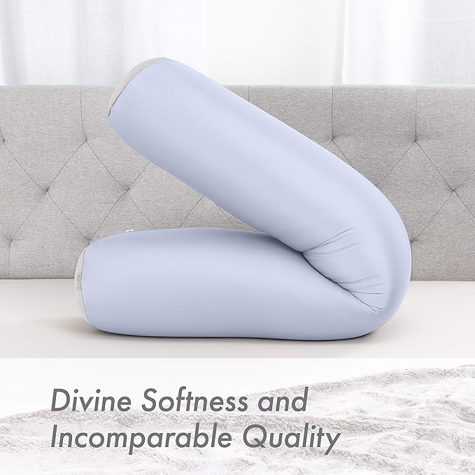 Case Only - Body Pillow Cover Stylish Silky Super Soft - 85% Spandex/ 15% Nylon, Beauty - Anti Wrinkle, Anti Aging Prevention - Breathable Pillowcase Design - Gentle on Hair Size 48 X 8, Silver Mist