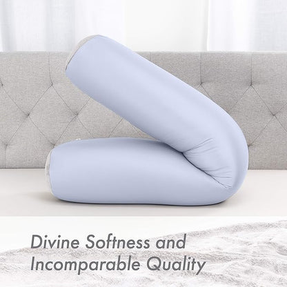 Straight Body Pillow, Full Size Premium Microbead,Side Sleeping/Maternity Pregnant Women, Supportive,Fluffy, Breathable, Cooling, 85/15 Spandex/Nylon Silky Feel Anti-Aging - 48 X 8 - Silver Mist