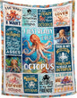 Octopus Blanket Ocean Animal I Just Really Like Octopus Throw Blanket Gifts for Kids Adults Soft Flannel Blanket for Sofa Couch Bed Warm Cozy Home Decor for All Seasons,30"x40"for Baby/Pets