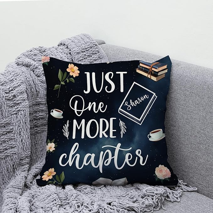 Hyturtle Personalized Book Pillow (Insert Included) Gifts for Book Lovers, Funny Reading Club Librarian Gifts for Girls Women on Birthday Christmas, Custom Name Couch Cushion Decor Throw Pillow