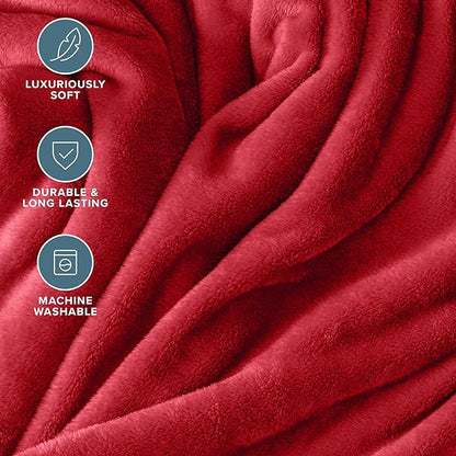 Bare Home Fleece Blanket - Twin/Twin Extra Long - Ultra-Soft Lightweight for Bed, Sofa, and Couch - Luxury Microplush - Cozy Warm Blanket (Twin/Twin XL, Red)