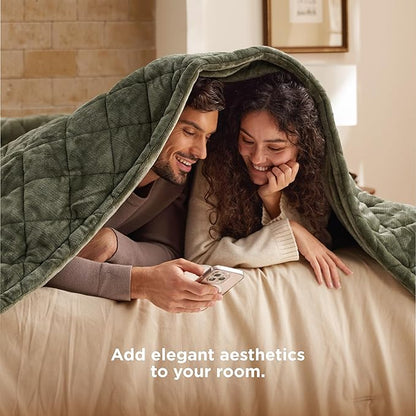 Bedsure Electric Blanket King Size - Dual Control Heated Weighted Blanket King with 10 Heat Settings, Fast Heating with 10 Time Settings (100x90 inches, Olive Green)