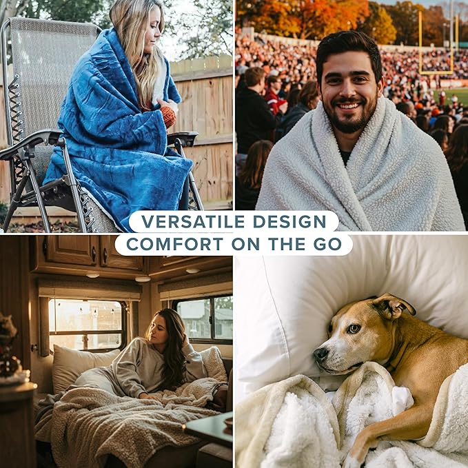 Bare Home Sherpa Fleece Blanket - Throw/Travel Size - Blanket for Bed, Sofa, and Couch - Warm & Lightweight - Fluffy & Soft - Reversible (Throw/Travel, Dusty Blue)