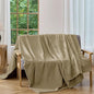 CHUFFED Cotton Waffle Blanket Throw Size - Plush Milk Velvet & Reversible Waffle Weave,Anti-Static 500Gsm Design，Thick Cozy Soft Winter Blanket for Bed, Couch, Sofa - Khaki, 50x70 Inches