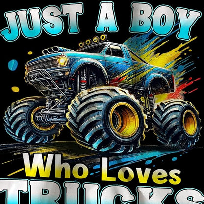 Truck Throw Blanket, Just A Boy Who Loves Trucks Flannel Blankets, Soft Cozy Lightweight Throws Gifts for Truck Lovers & Boys 120x90 Inch for Family