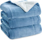 Bedsure GentleSoft Sherpa Fleece Blankets Queen Size for Bed - Thick and Warm Throw for Women and Men, Soft Fuzzy Plush Queen Blanket for Winter, Washed Blue, 90x90 Inches