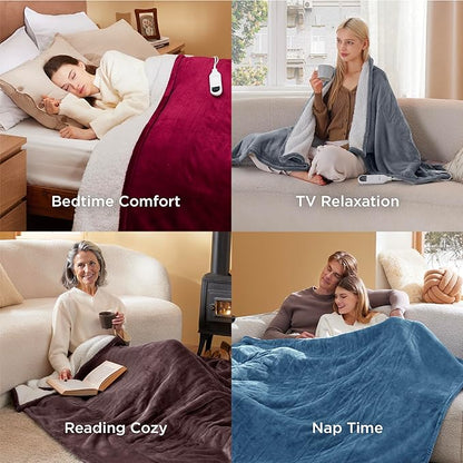 Bedsure Electric Blanket King Size - Dual Control Heated Blanket King Size, Fast Heating with 10 Time Settings & 10 Heat Settings, Warm Gift for Grandma (100x90 inches, Lvory)