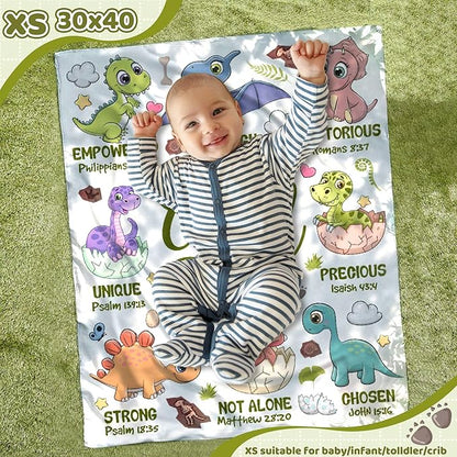 Bible Verse Blanket, Christian Gifts, God Says I am Print Dinosaur Blankets for Boys, Meaningful Thoughtful Religious Baptism Gift for Son,Dinosaur Lovers Room Bed Decoration, 30"x40"