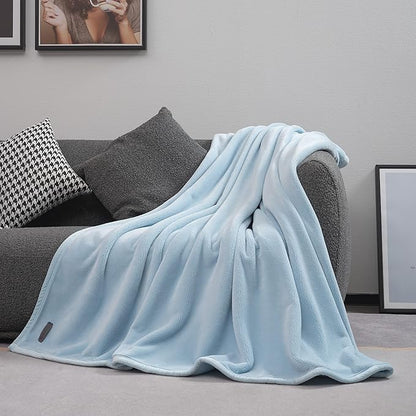 Mellowdy Extra Thick Hearty Plush Flannel Blanket (Light Blue, 108x90) - 500GSM King Size Warm Blanket for Winter, Fall | Soft, Fluffy, Cuddly, Perfect for Bed, Oversized Throw for Couch, Sofa