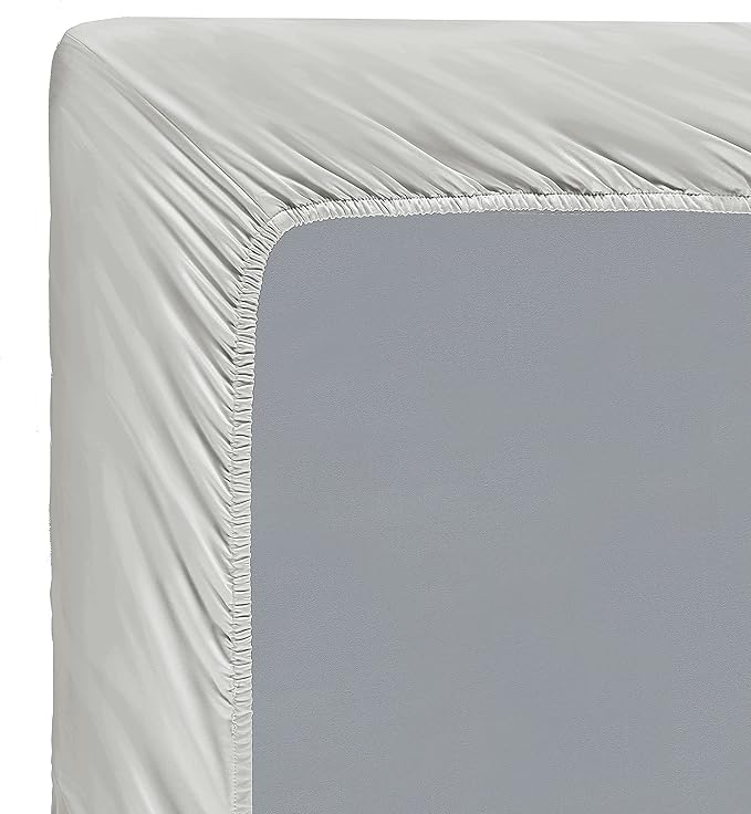 100% Supima Cotton Sheets 600 Thread Count,Bed Sheet Set King Size Sheets 4 Pieces, Soft & Silk Sateen Weave, Fits Mattress Up to 18'',Deep Pocket, Breathable & Fade Resistant(Silver Grey,King